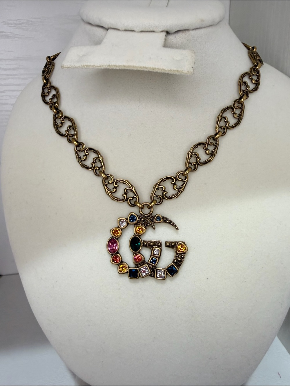 Gucci GG Necklace with colorful crystals